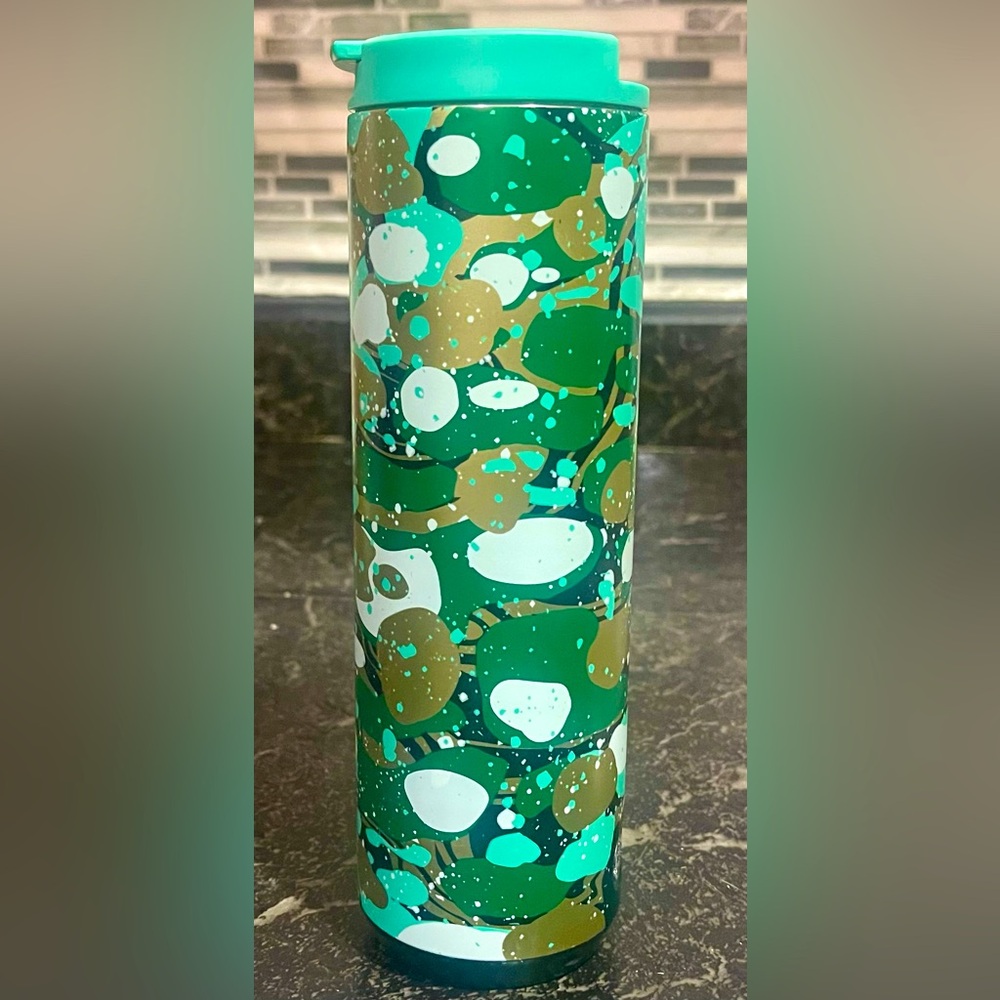 Starbucks Christmas MARBLE FOREST Insulated Tumbler Cup 16oz * Super Rare *